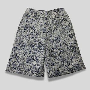 TOP SHOP Jacquard Floral Blue High Waist Wide Leg Shorts/Culottes Size 6